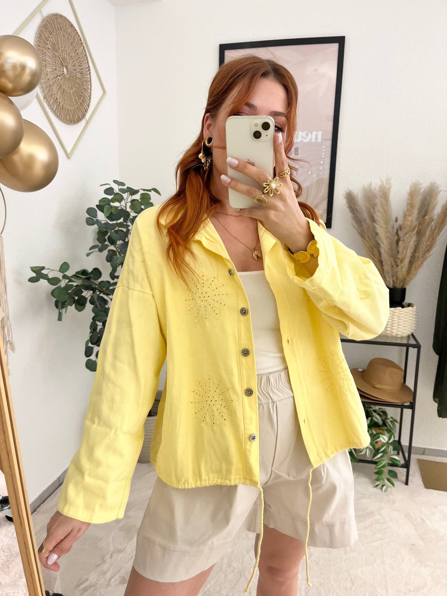 Jeansjacke "Monika" gelb - Bohostil Jacke