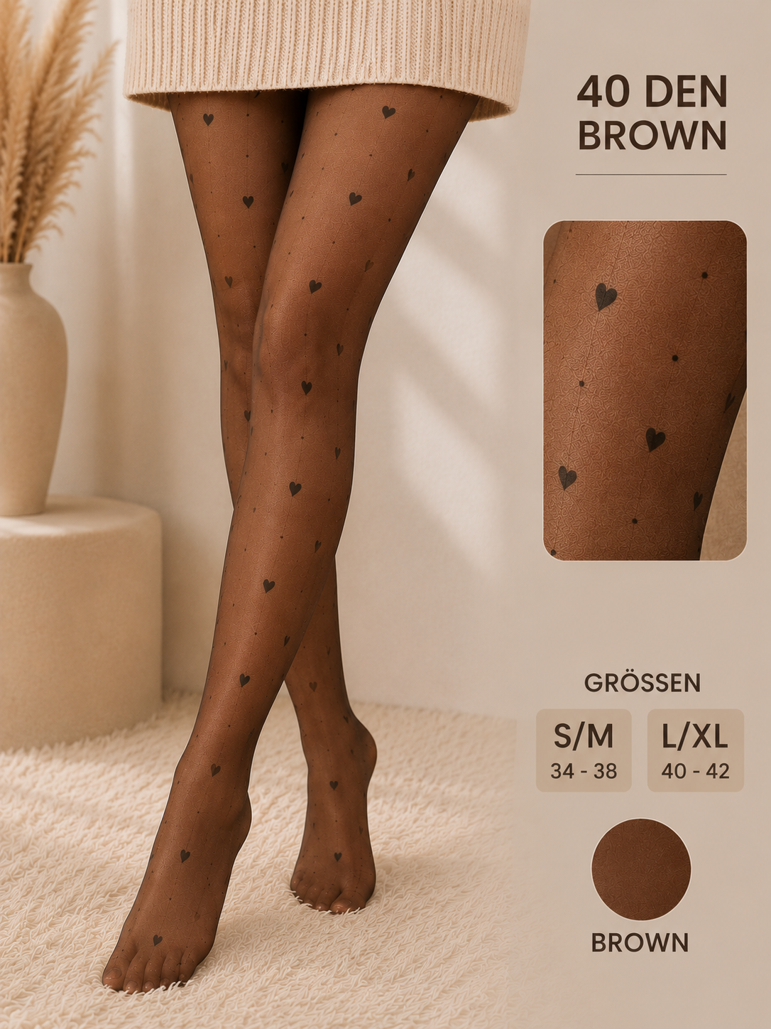 Strumpfhose "Herzi" in Braun