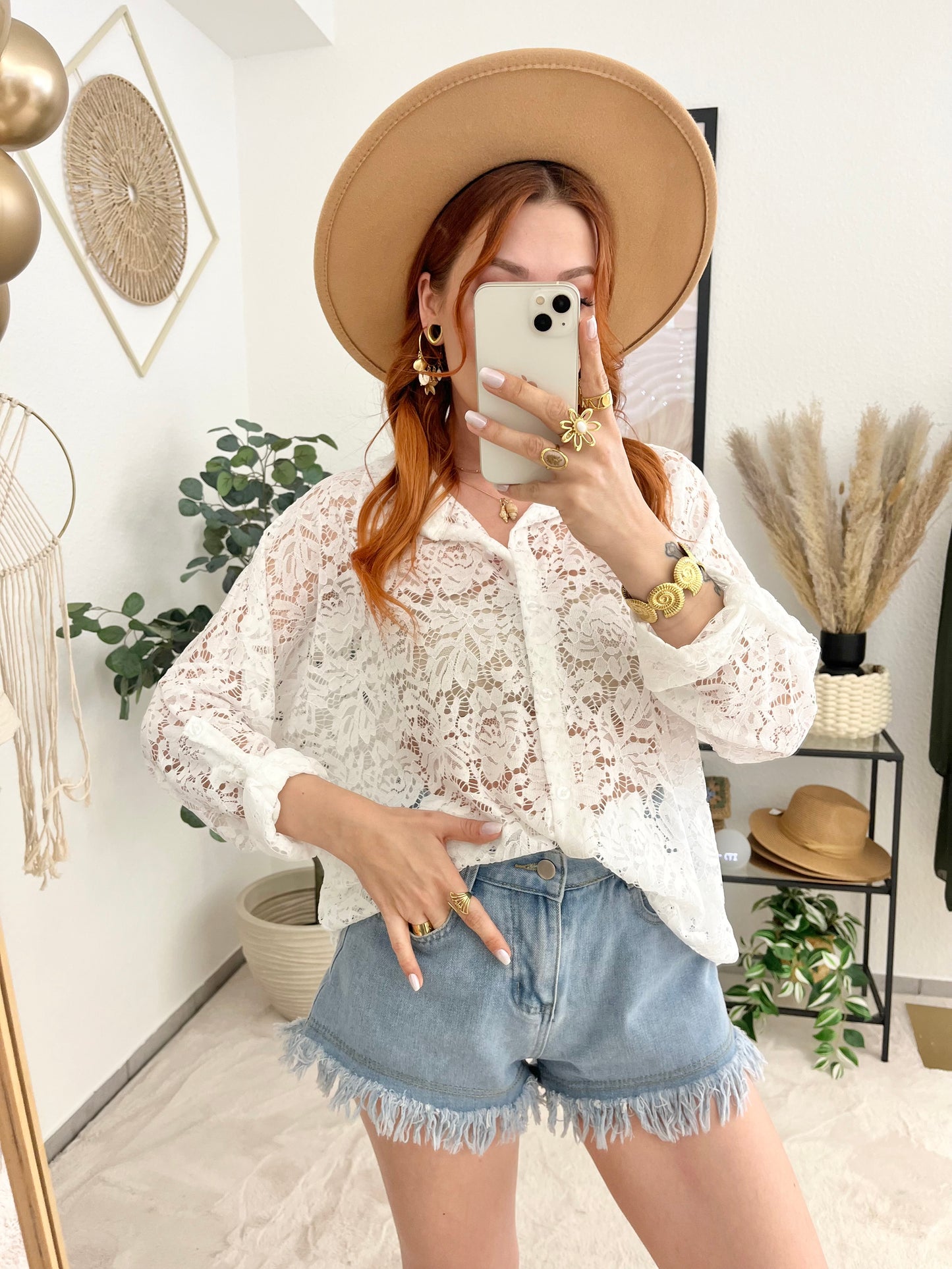 Bluse "Nora" weiß - Bluse aus Spitze