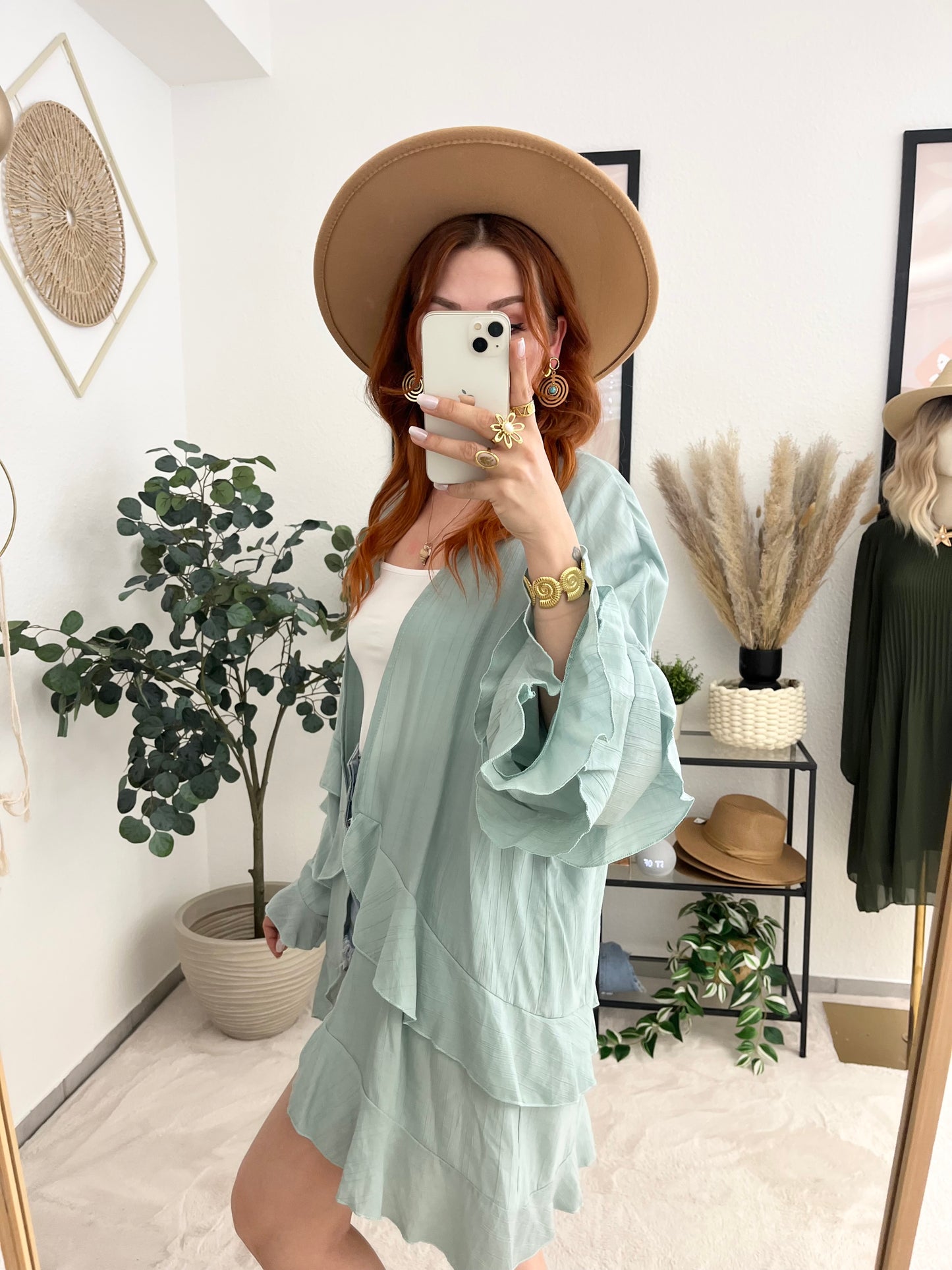 Jacke "Rüschi" mint- leichte Jacke mit Rüschen