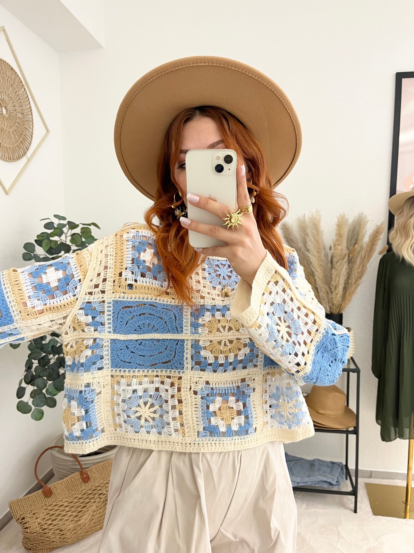 Oberteil "Summer" blau - Häkelshirt Boholook