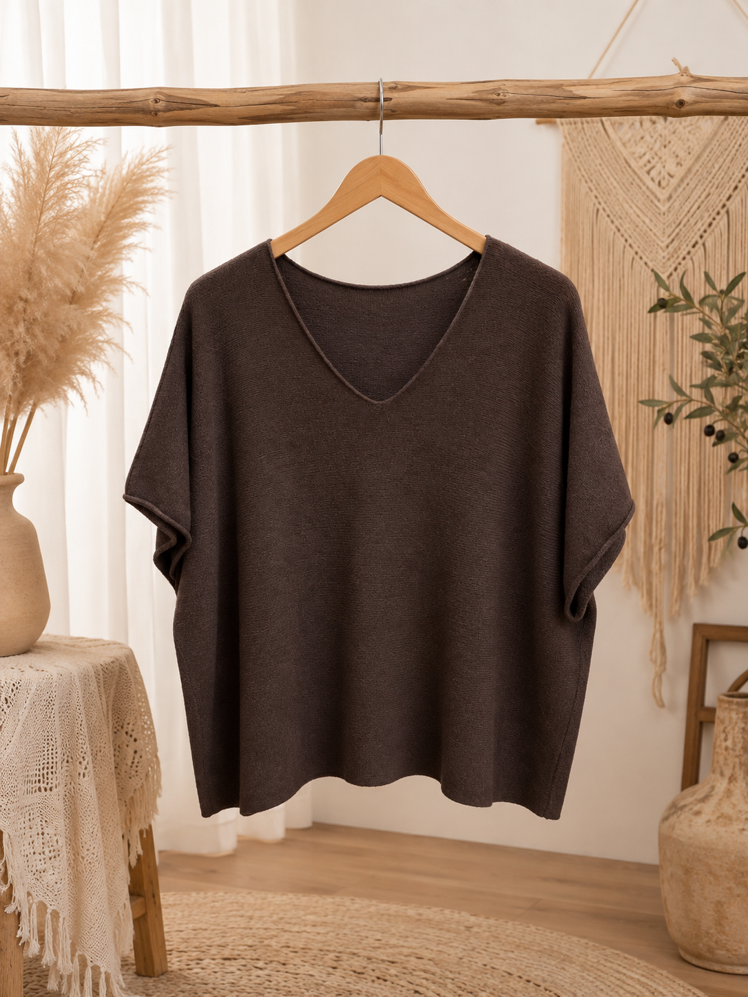 Kurzarm Pullover "MARTA" - V- Auschnitt in verschiedene Farben