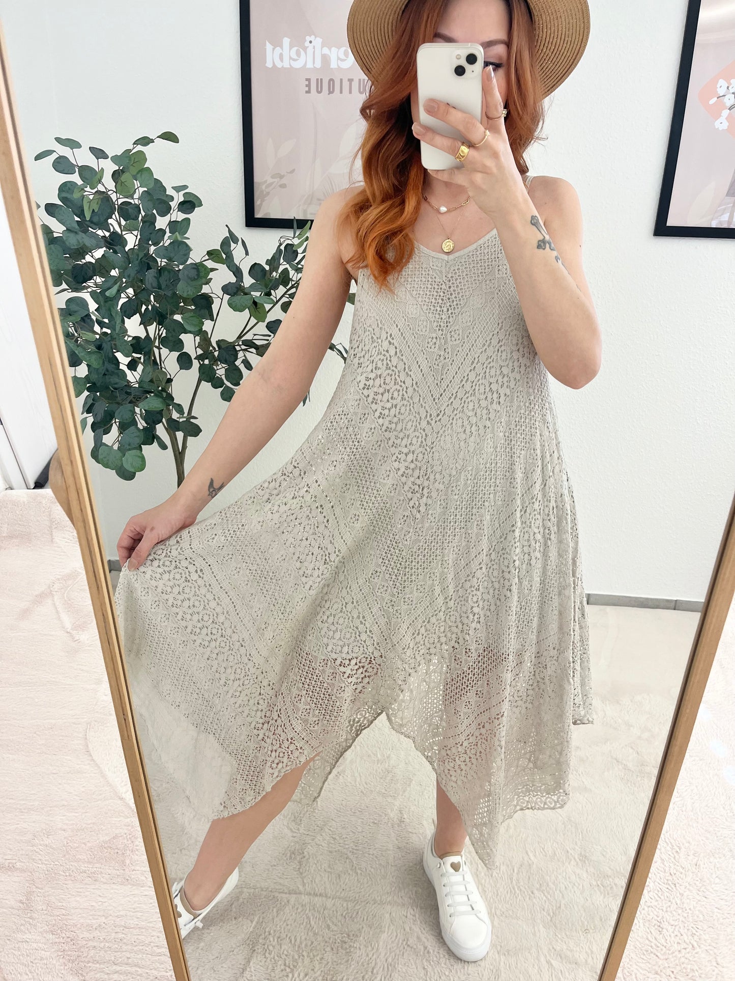 Spitzen Boho Kleid "Tessi" Creme