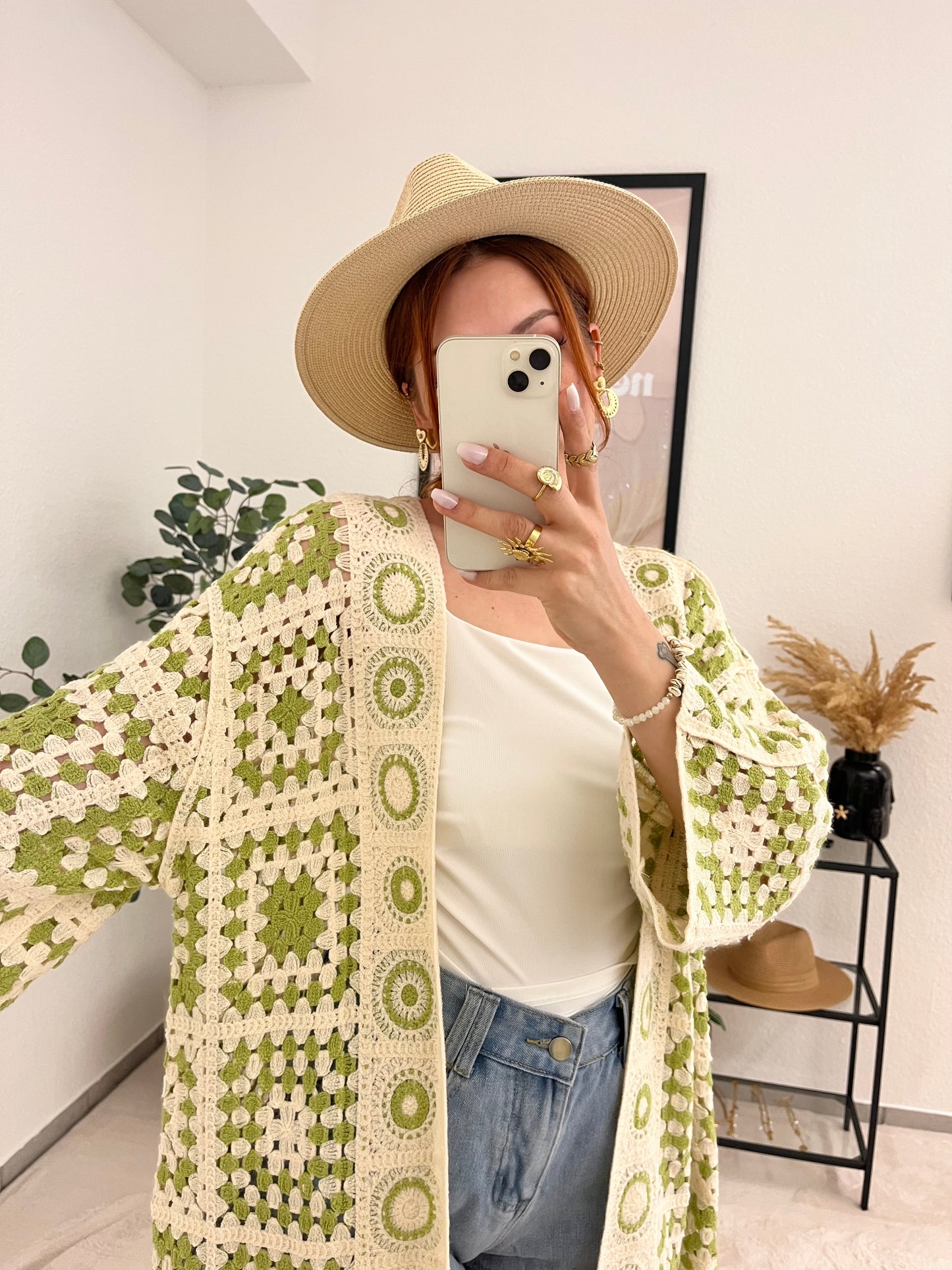 Häkel Cardigan "Matscha" - Boho Jacke mit Muster