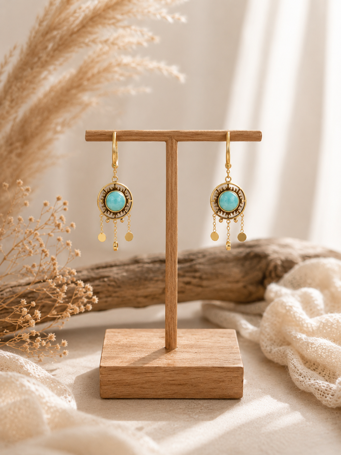 Ohrring "Elisa" - gold | türkis - verspieltes Bohodesign
