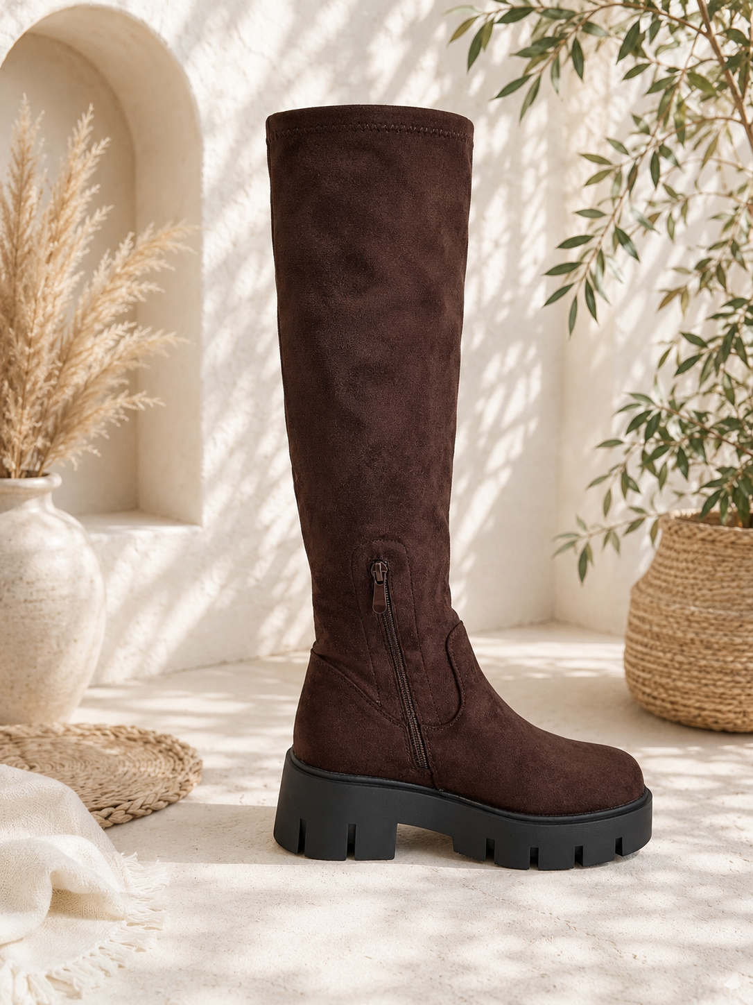 Stiefel "DONNA" Wildlederopik in Dunkelbraun