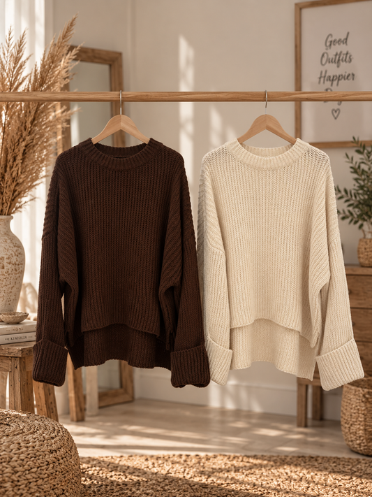 Pullover "MAJA" - Braun / Creme