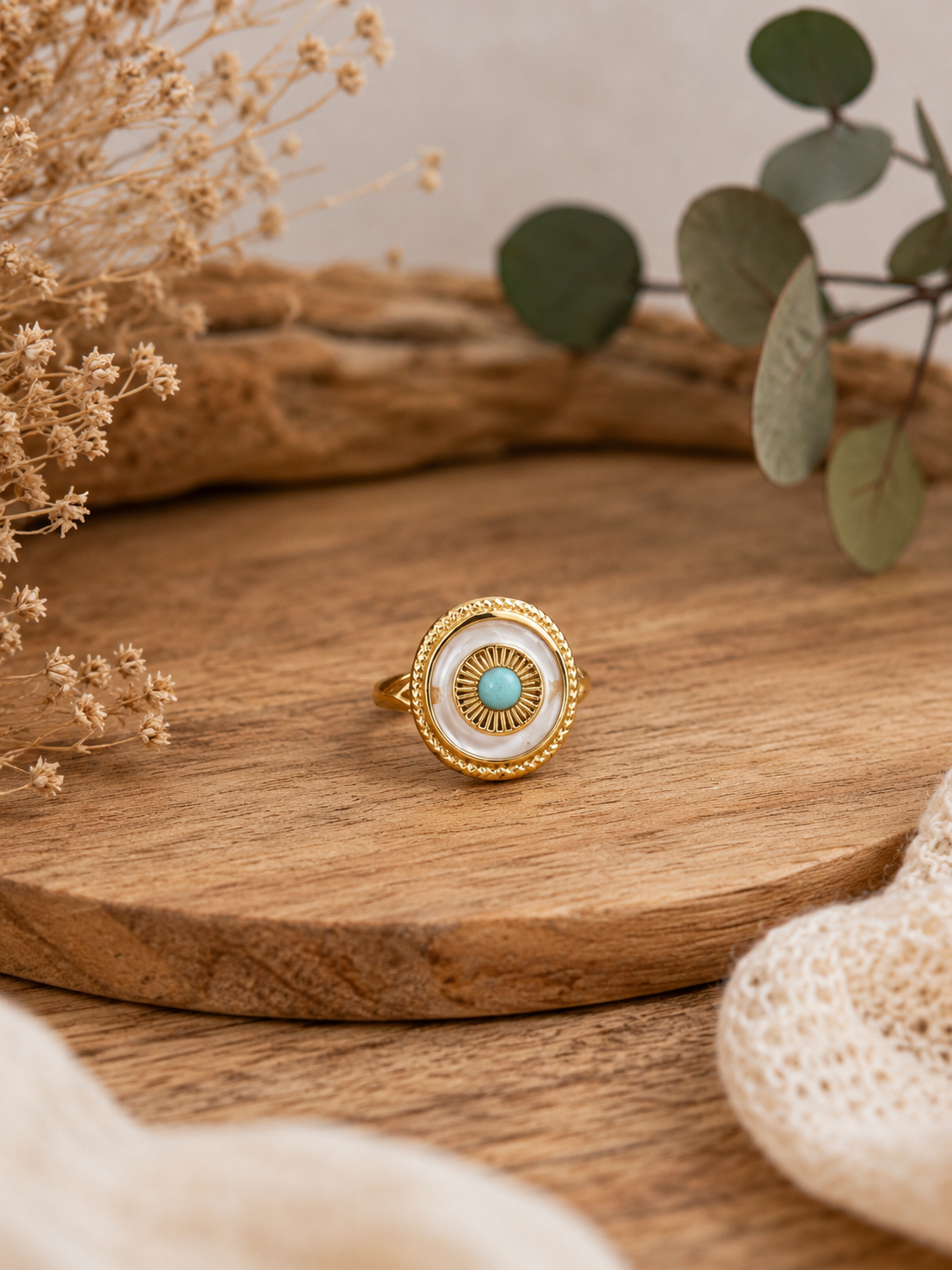 Ring "Mohni" - gold mit Steinchen - Größenverstellbar