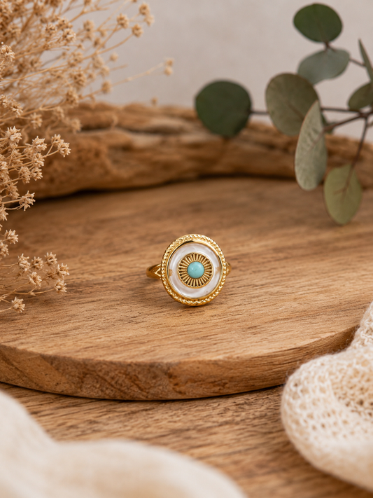 Ring "Mohni" - gold mit Steinchen - Größenverstellbar