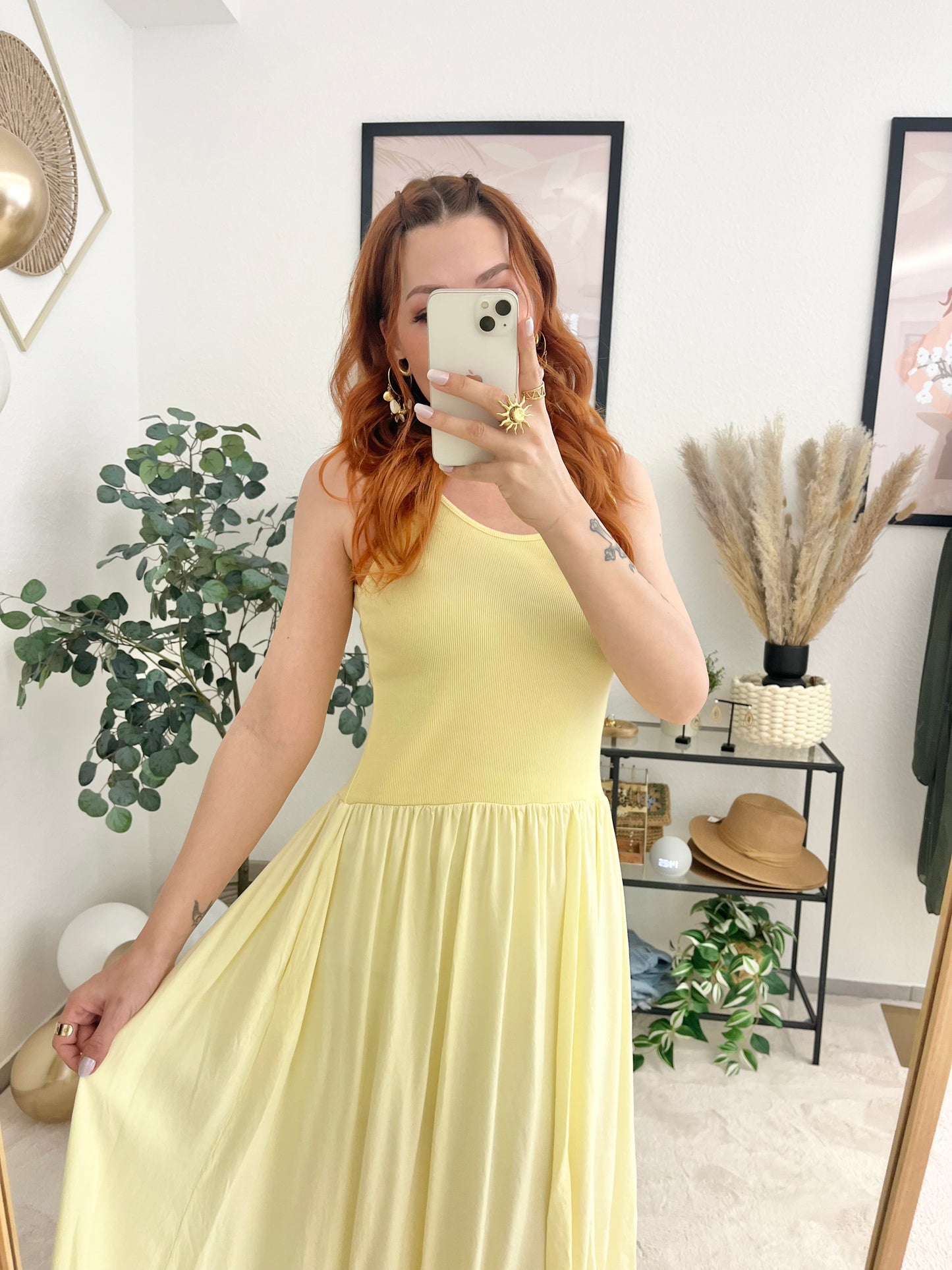 Kleid "Penelope" gelb - leichtes Sommerkleid mit Taschen