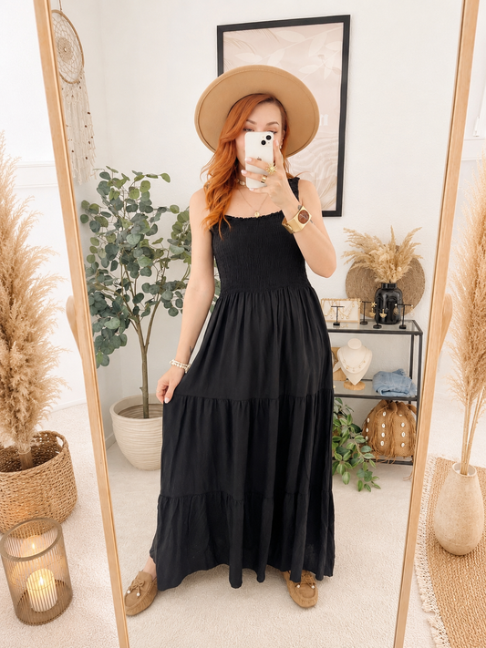 Maxikleid "Gabriella" schwarz- leichtes Sommerkleid