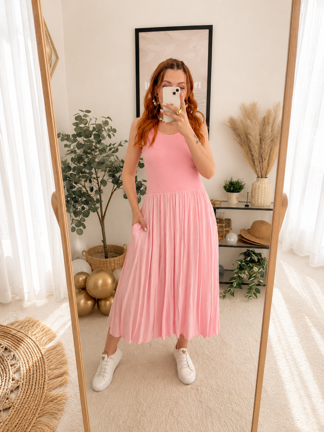Kleid "Penelope" rosa - leichtes Sommerkleid mit Taschen