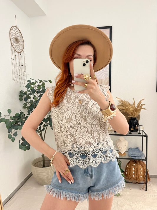 Spitzentop "Kerry" creme