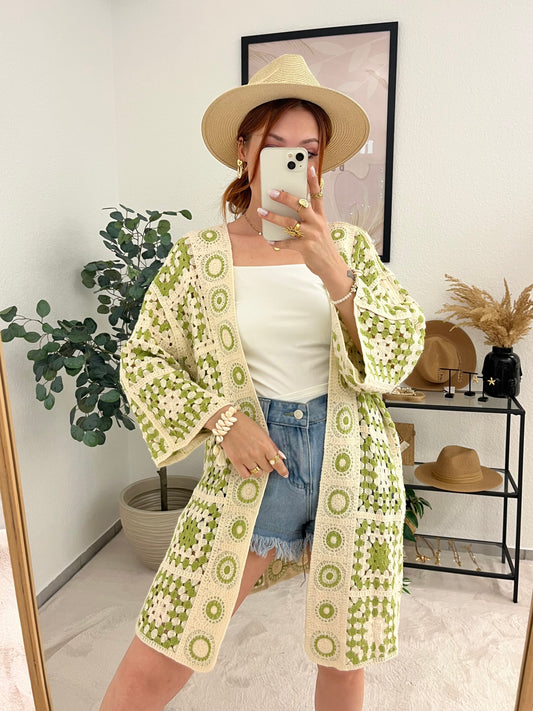 Häkel Cardigan "Matscha" - Boho Jacke mit Muster