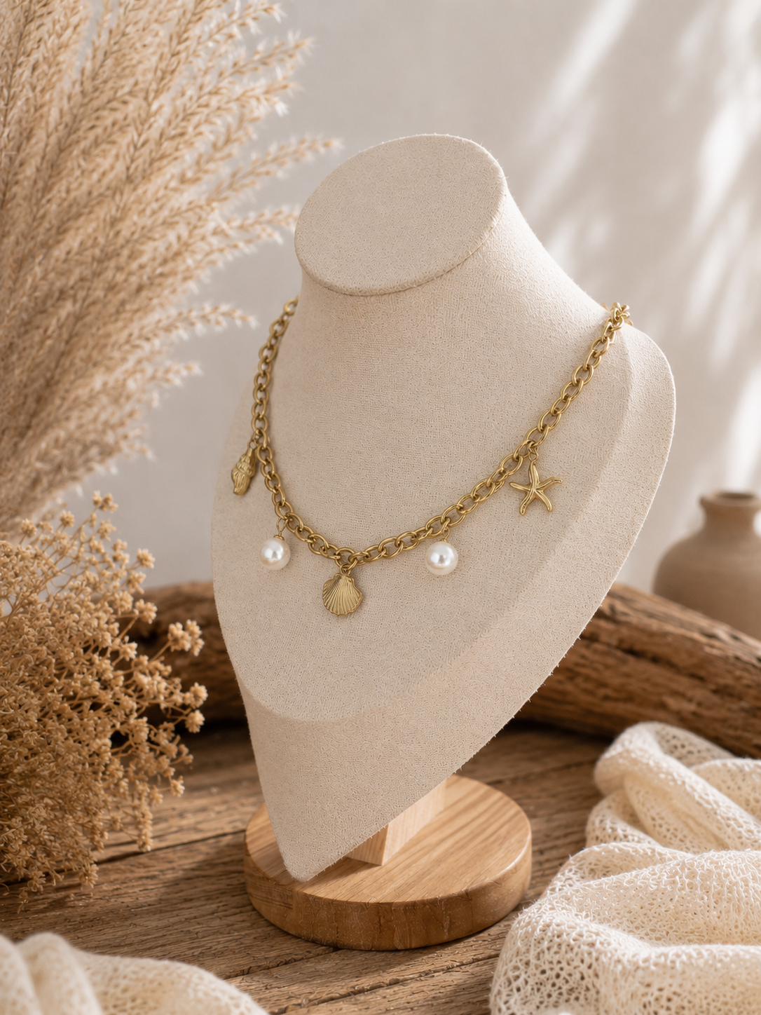 Kette "Sealove" gold - mit Perlen und Anhänger