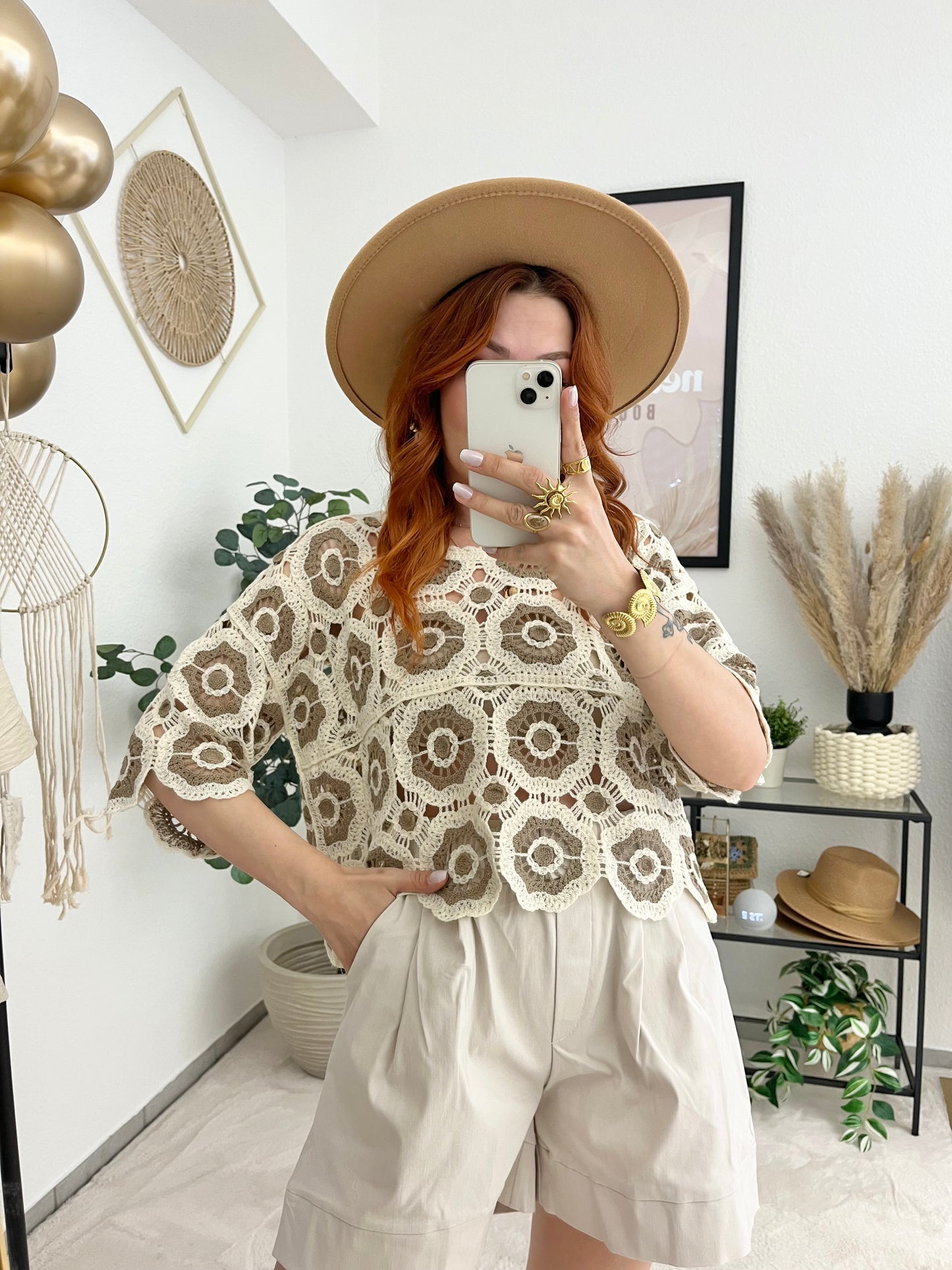 Oberteil "Angie" taupe - Häkeloberteil Boholook