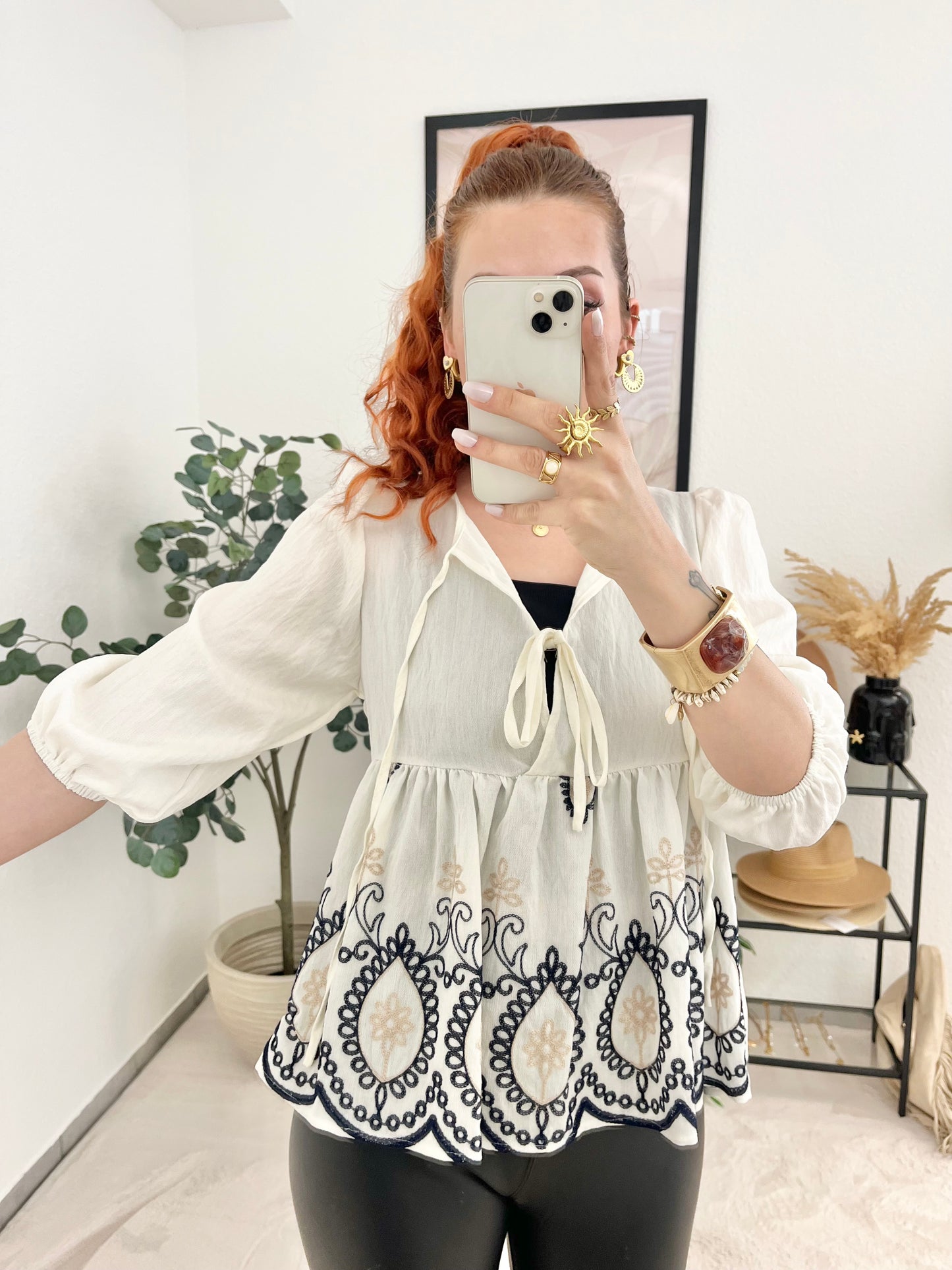 Bluse "Simona" - Boho Bluse mit Stickereien