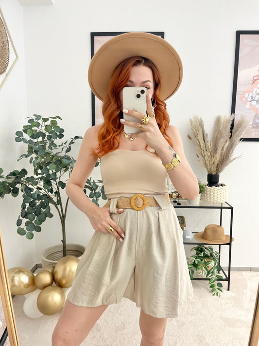 Shorts " Ines " creme - süße Shorts mit Gürtel