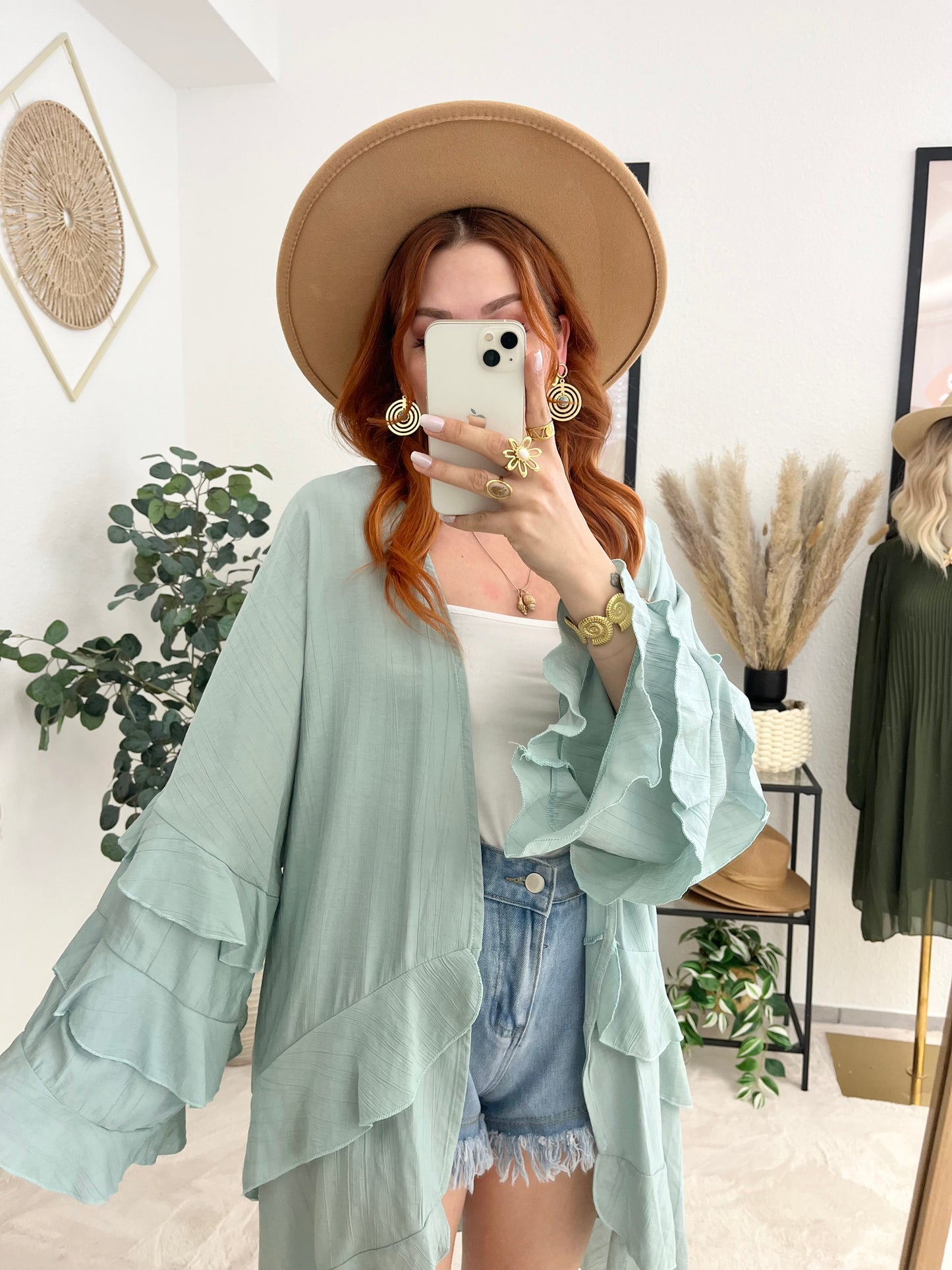 Jacke "Rüschi" mint- leichte Jacke mit Rüschen