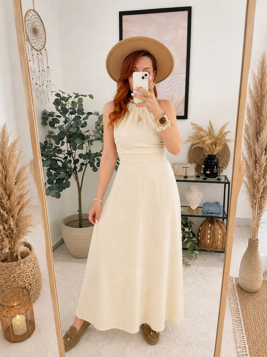 Musselinkleid "Senorita" creme - rückenfreies Kleid