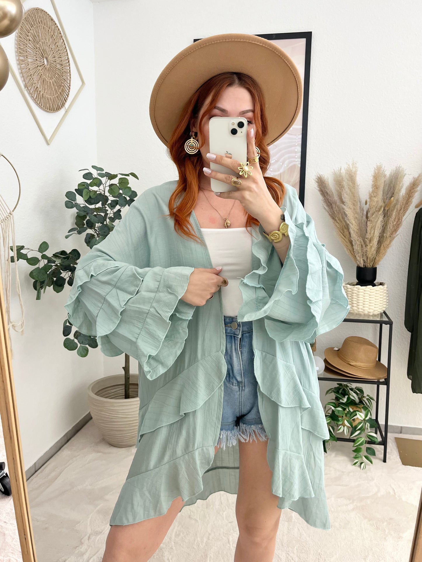 Jacke "Rüschi" mint- leichte Jacke mit Rüschen