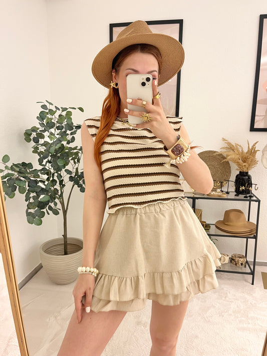 Hosenrock "Talia"  creme - mit Rüschen Leinenrock Boholook