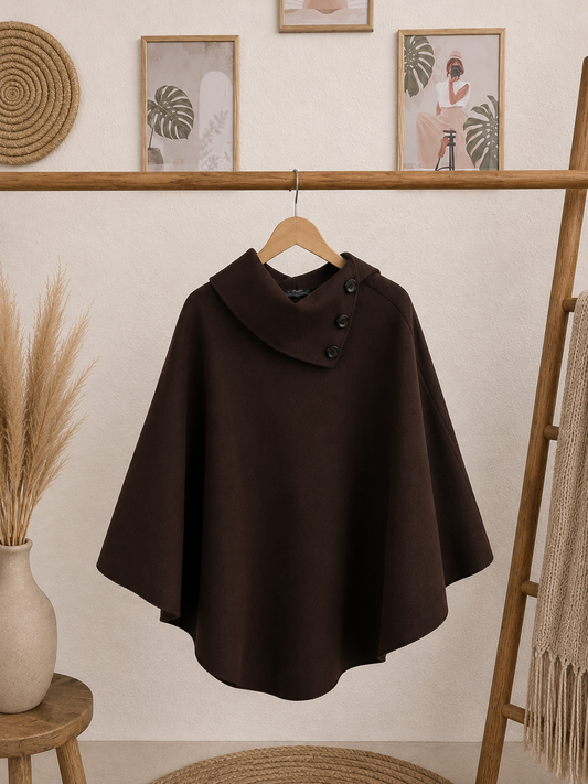 Poncho "CHOCOLATE" mit Knöpfen