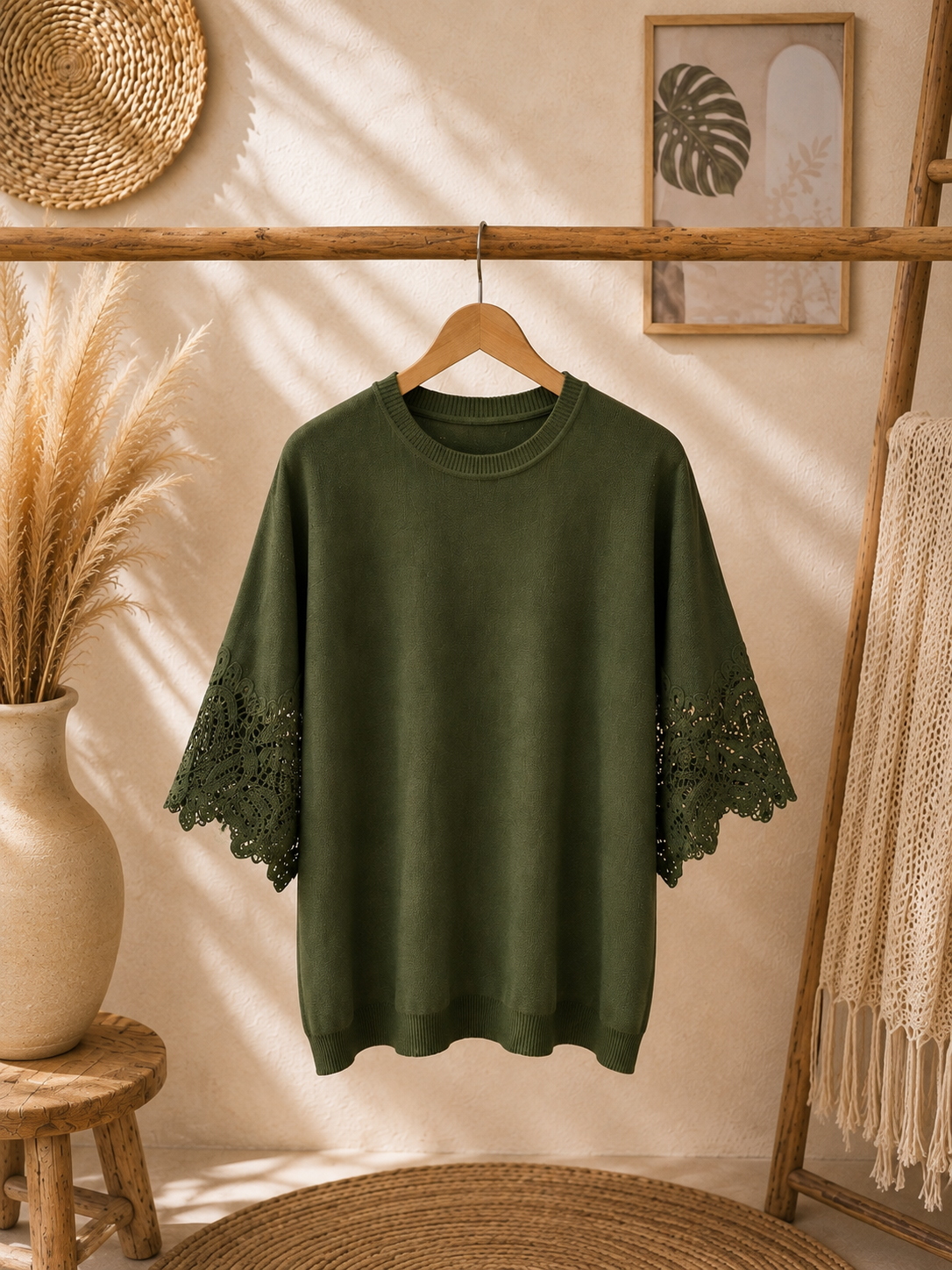 Oberteil mit Spitzendetails "AMMI" - leichter Pullover