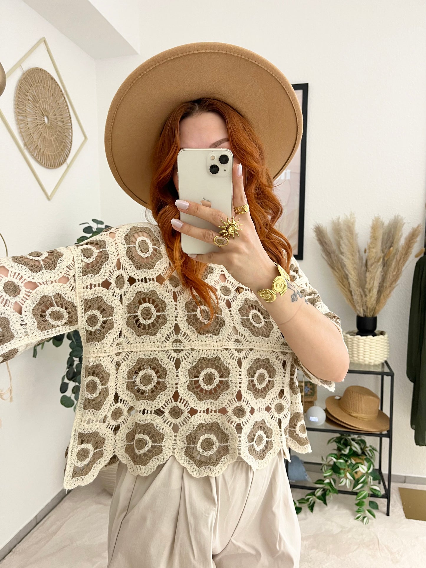 Oberteil "Angie" taupe - Häkeloberteil Boholook