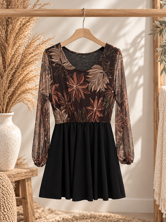 Kleid "MIMMI" - Blumenmuster Kleid mit Mashärmeln