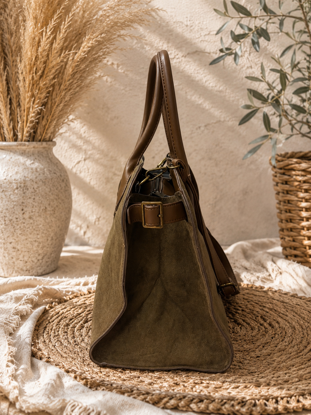 Wildlederoptik Henkeltasche "LUCIA"  mit Tragegurt - in verschiedenen Farben