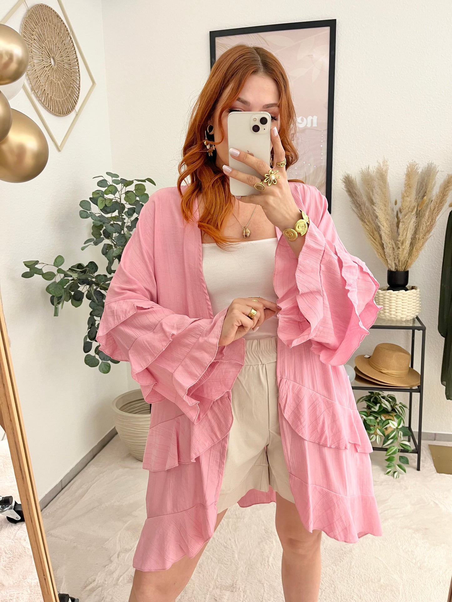 Jacke "Rüschi" rosa - leichte Jacke mit Rüschen