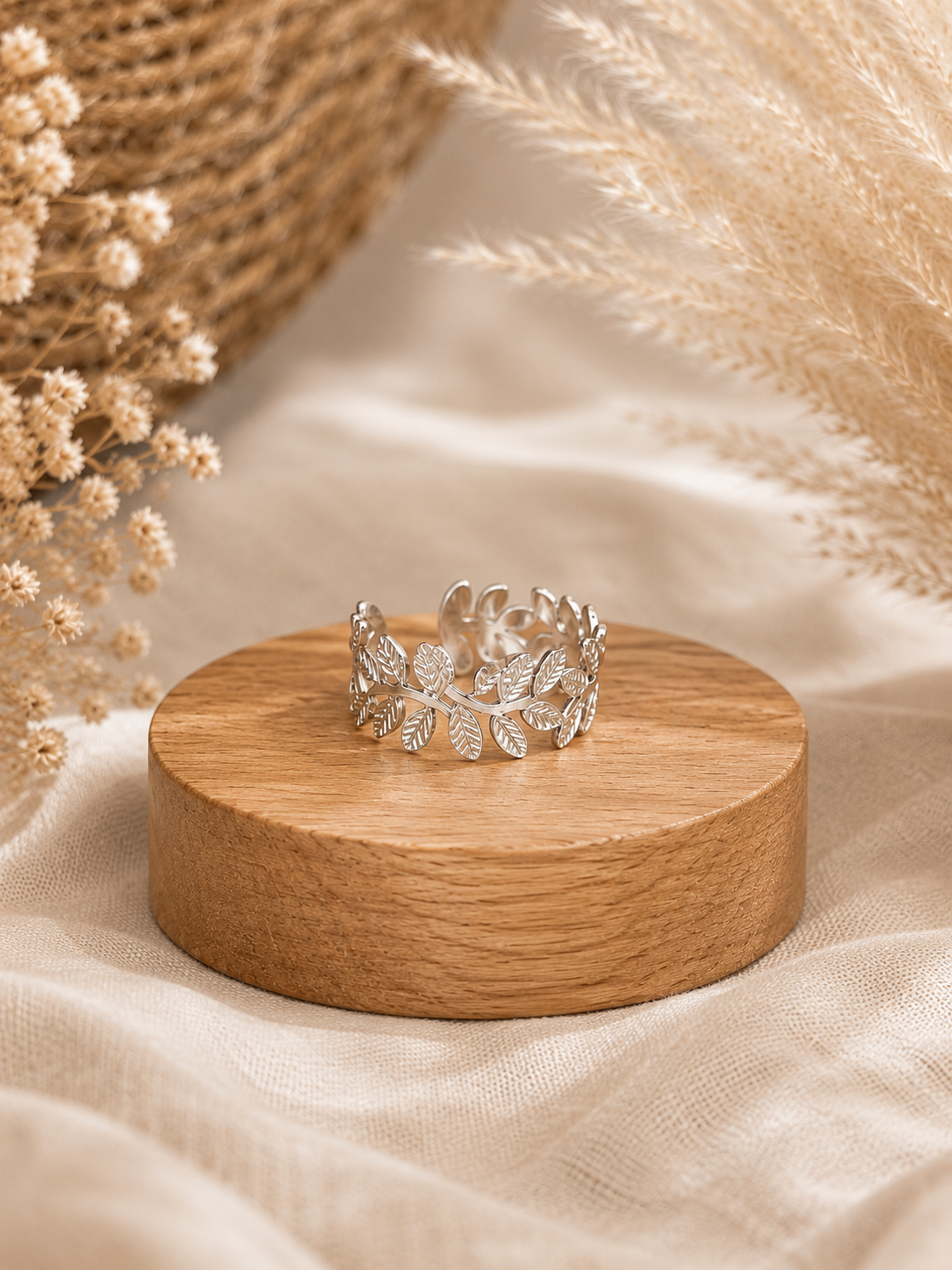 Ring "Blätter" - Silber/Gold größenverstellbar