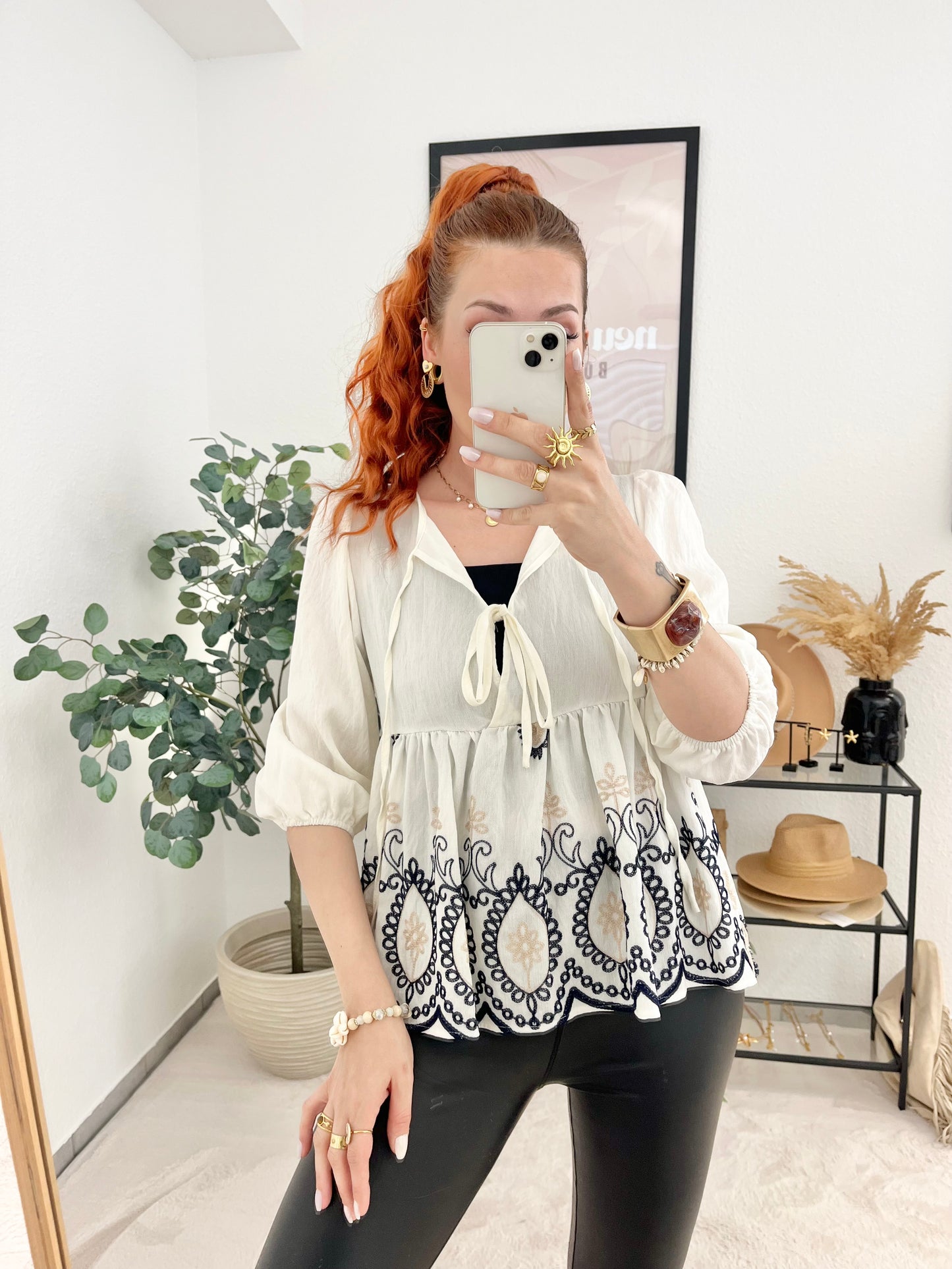 Bluse "Simona" - Boho Bluse mit Stickereien