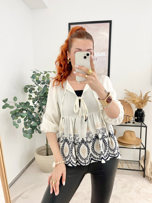 Bluse "Simona" - Boho Bluse mit Stickereien