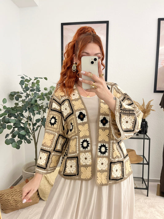 Jacke "Mareen" - gemustert Bohostil Jacke gehäkelt
