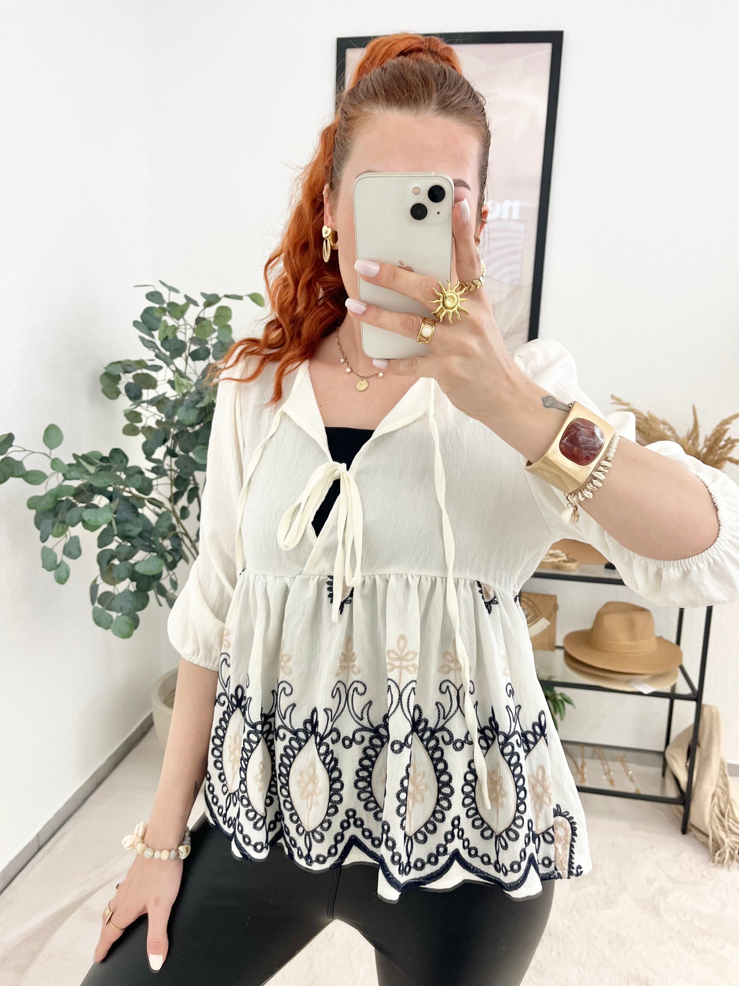 Bluse "Simona" - Boho Bluse mit Stickereien