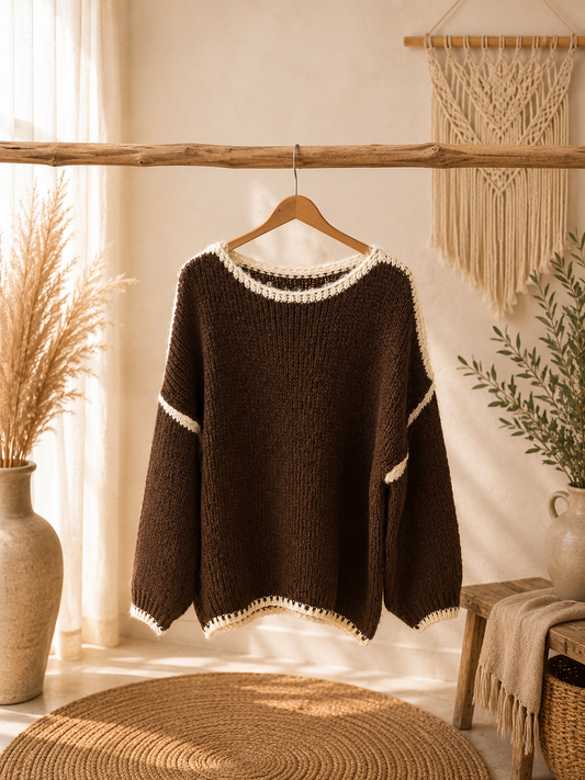 Pullover "MAYA" kuschliger Pullover in braun / creme