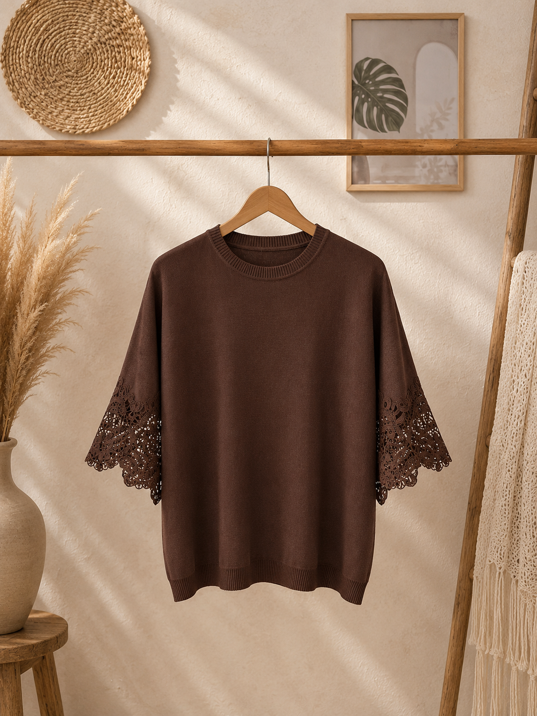 Oberteil mit Spitzendetails "AMMI" - leichter Pullover
