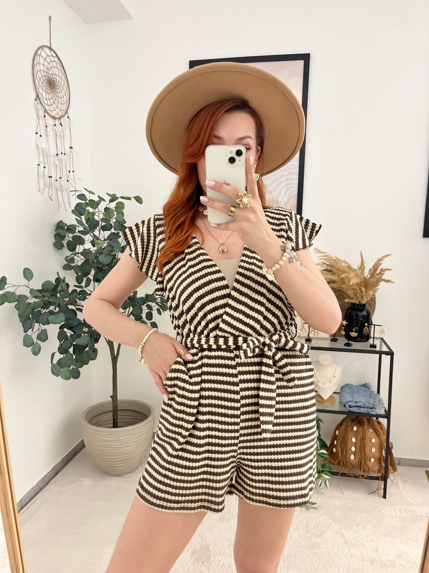 Jumpsuit "Maike" - niedlicher gestreifter kurzer Jumpsuit