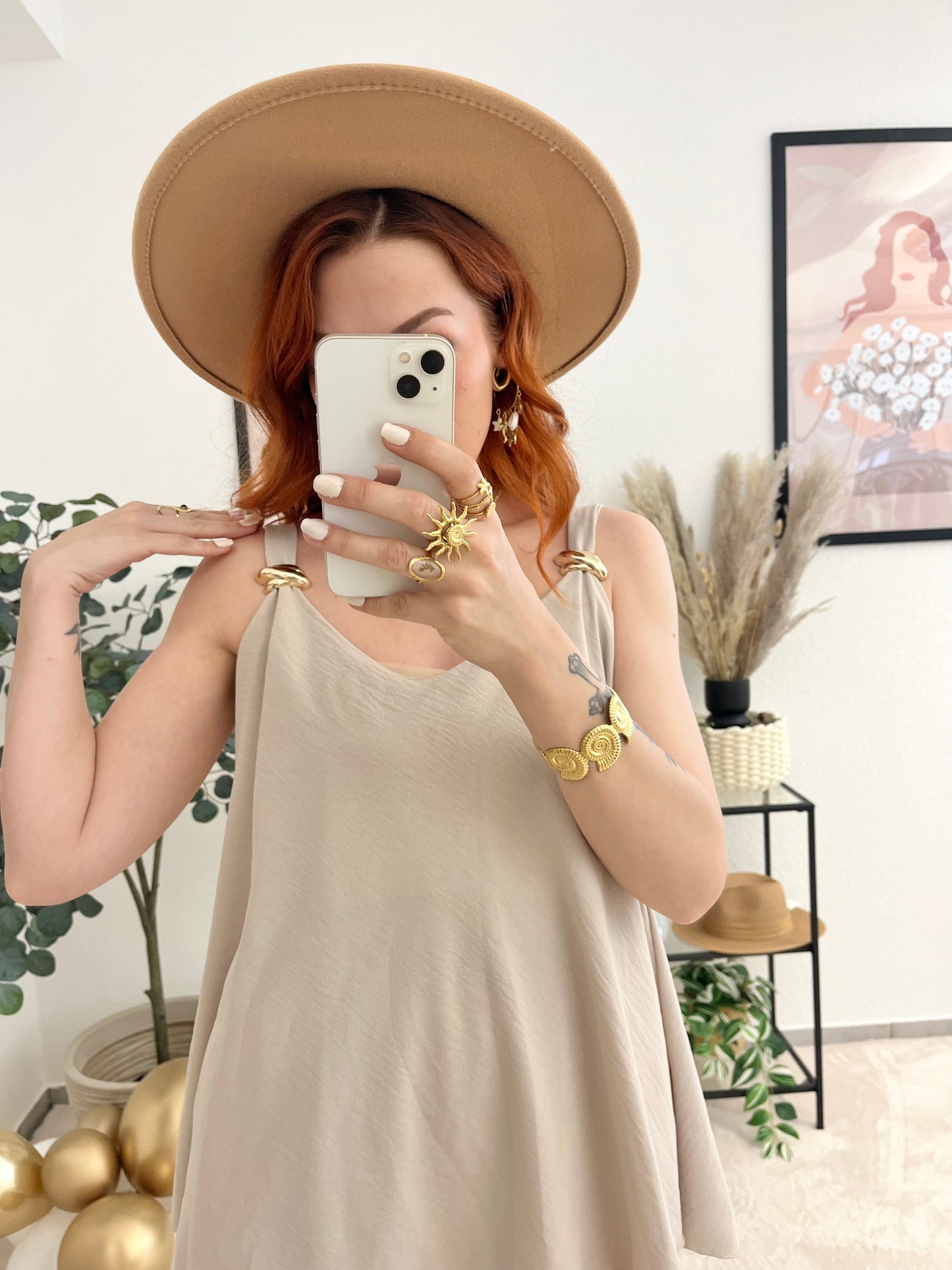 Top " Marina " creme - leichtes Top mit Golddetails