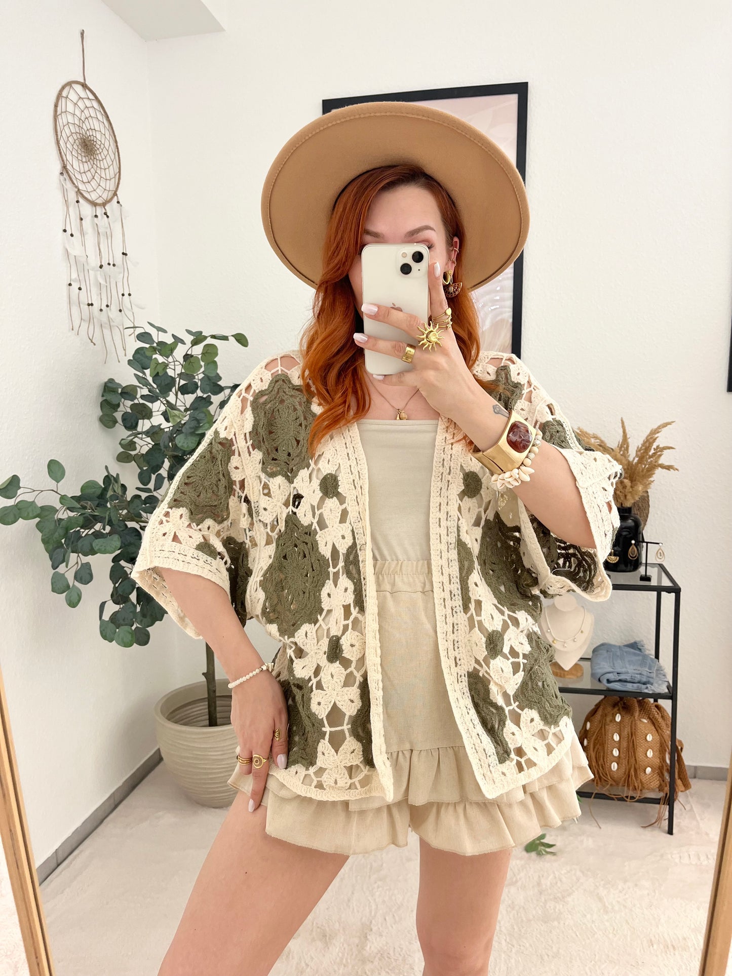 Häkeljacke "Aline" khaki - Boholook Cardigan