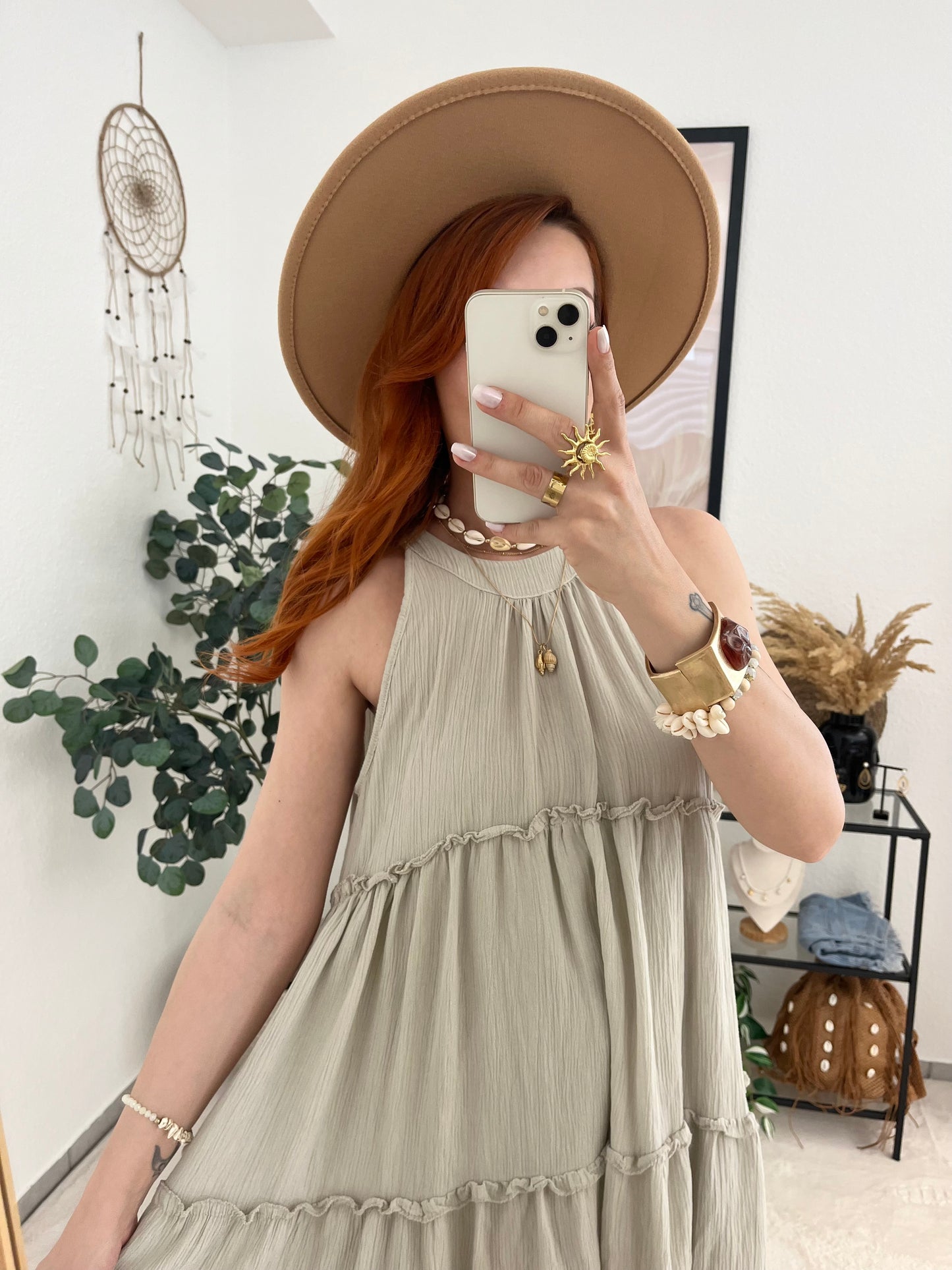 Kleid "Johanna" beige - süßes Sommerkleid mit Rüschen