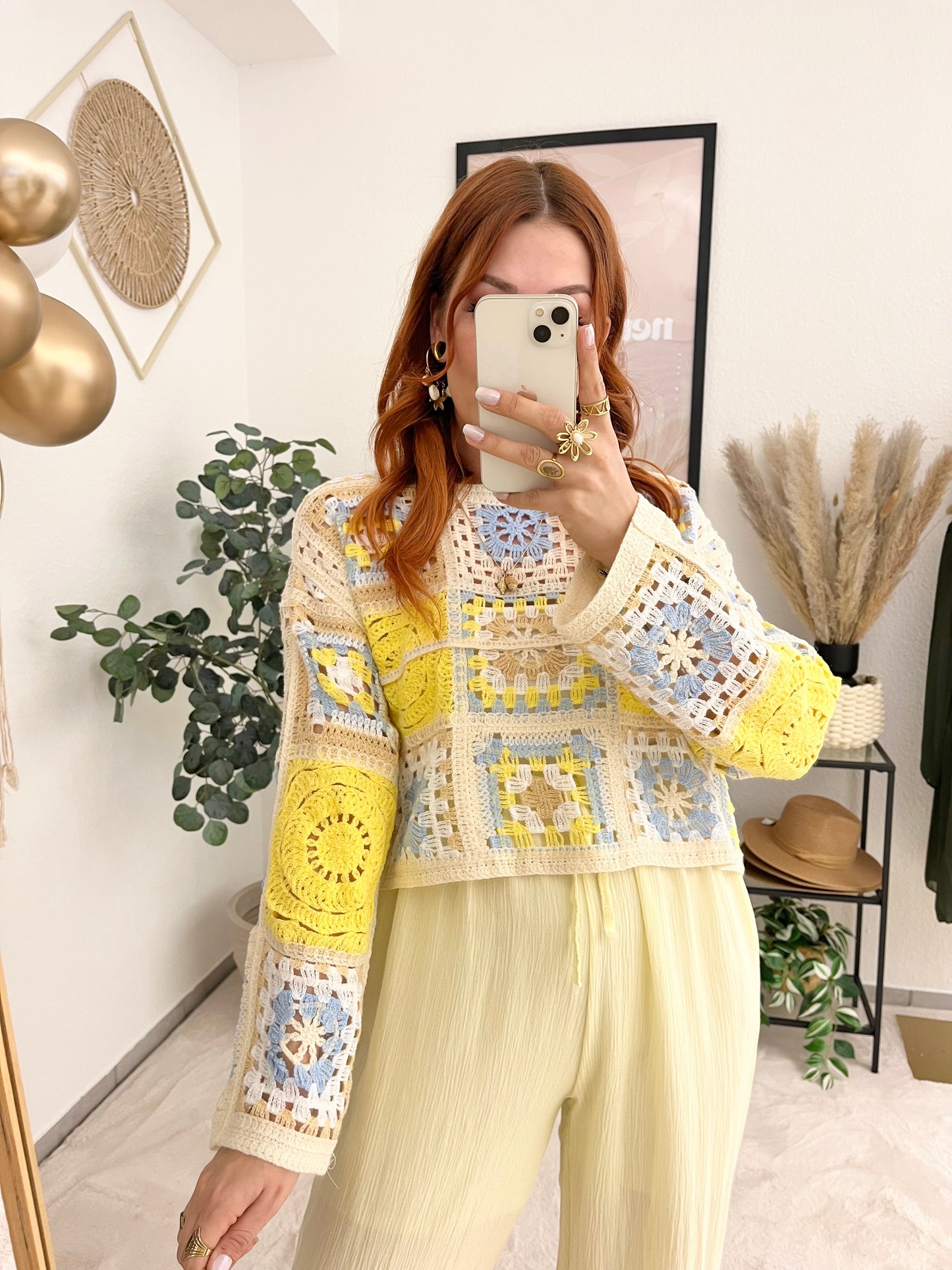 Oberteil "Summer" gelb - Häkelshirt Boholook