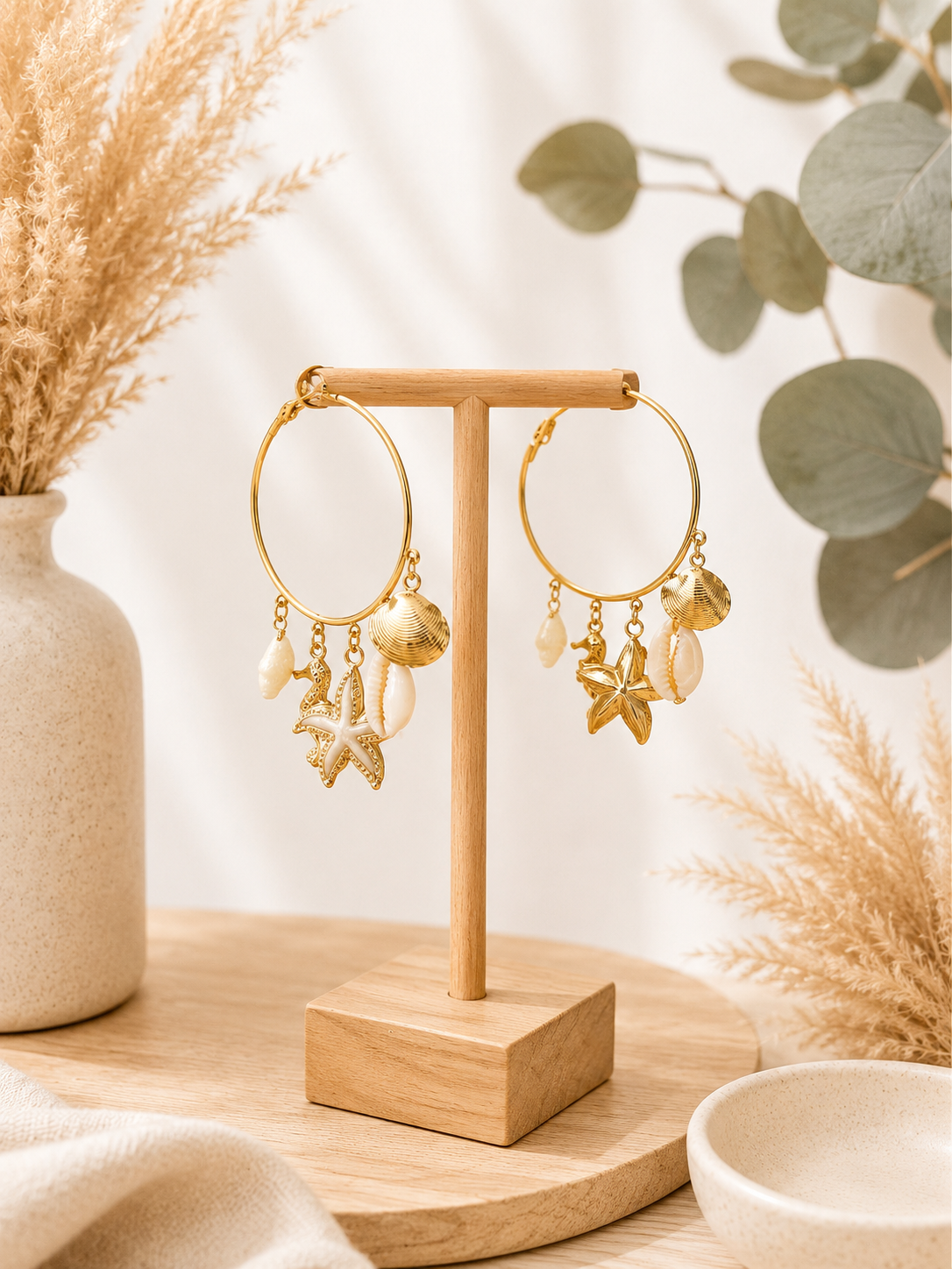 Ohrring "Goldsea" Gold - mit kleinen Anhängern im Beachlook