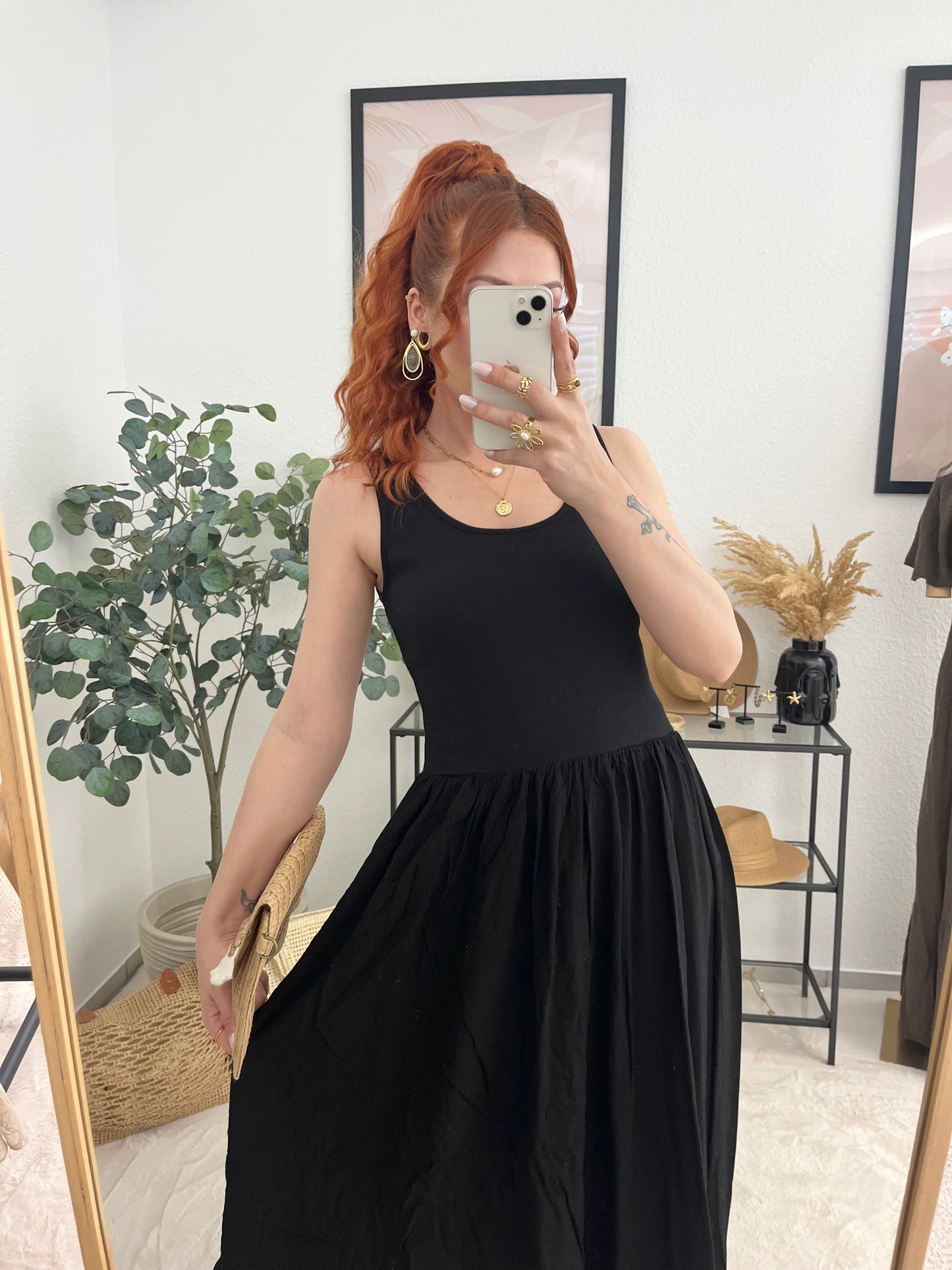 Kleid "Penelope" schwarz - leichtes Sommerkleid mit Taschen