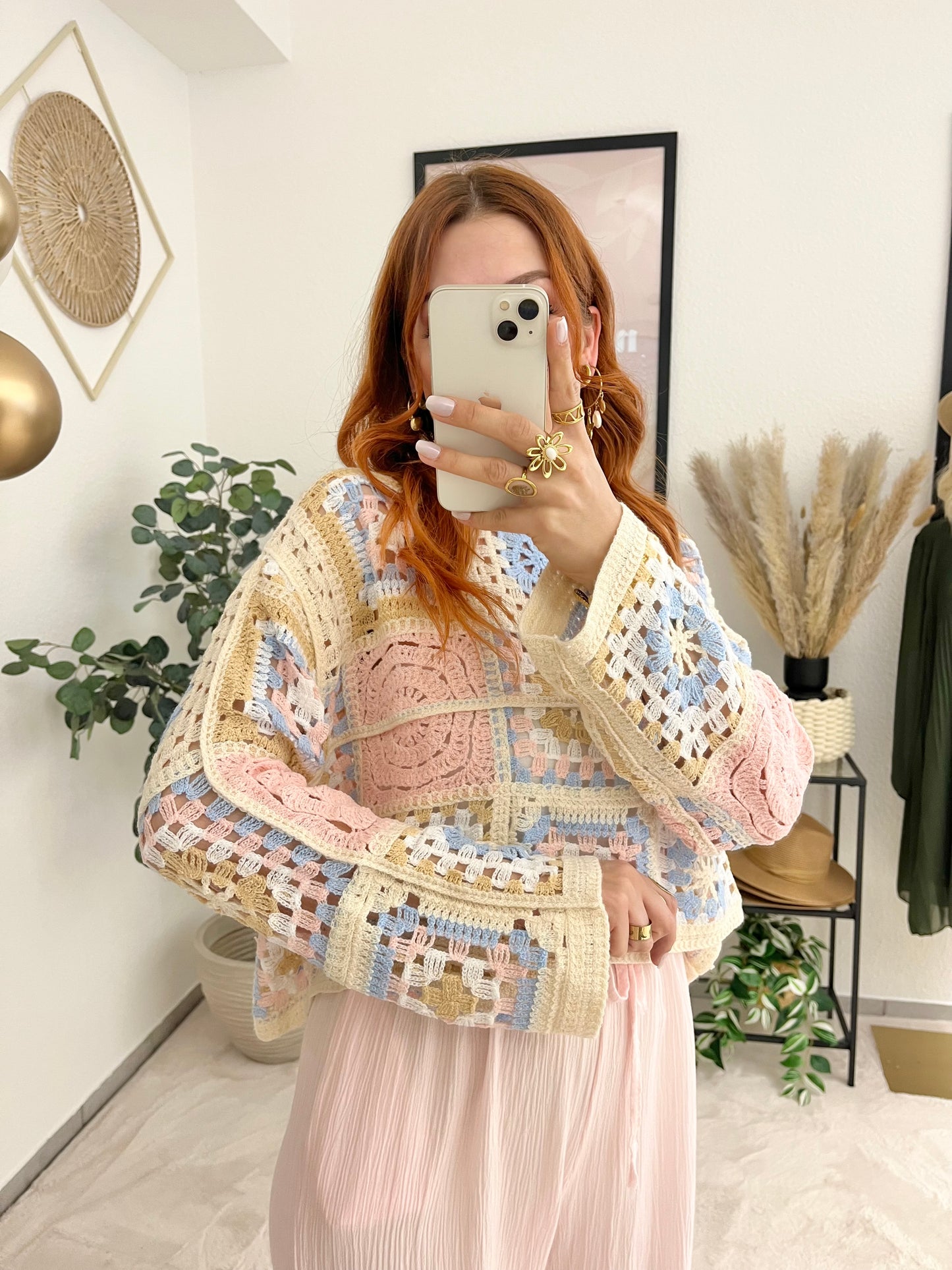 Oberteil "Summer" rosa - Häkelshirt Boholook