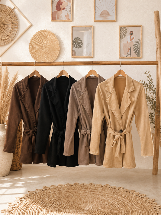 Trenchcoat "IRINA" - Wildlederoptik - verschiedene Farben