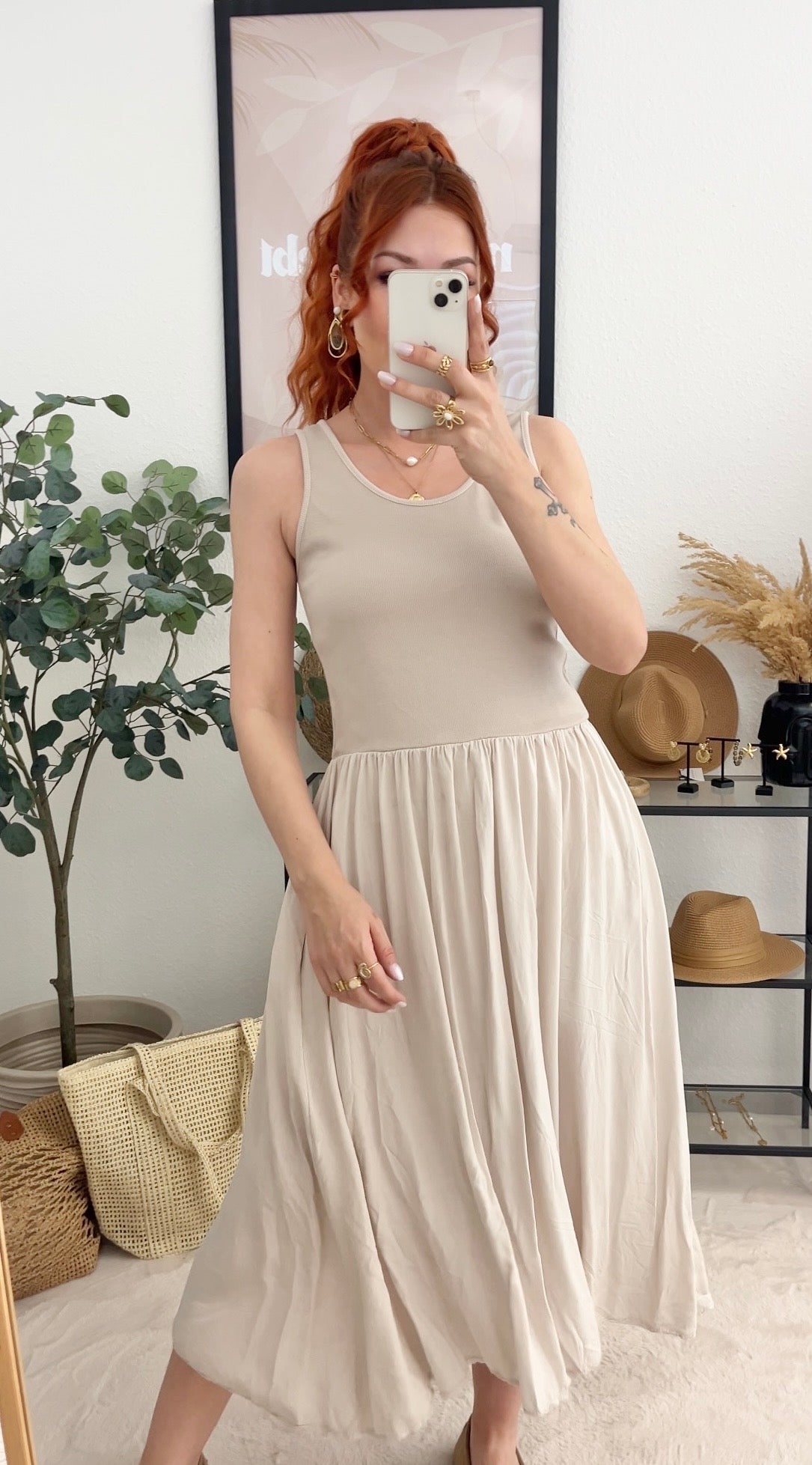 Kleid "Penelope" creme - leichtes Sommerkleid mit Taschen