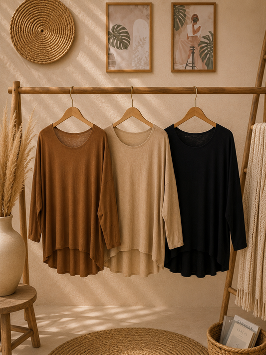 Langarm Shirt "LINDSEY" - verschiedene Farben